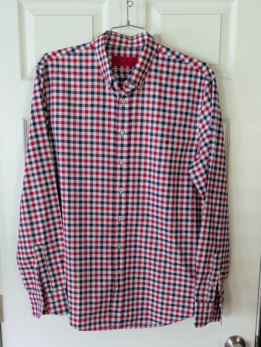 Carolina Herrera Soft 100% Cotton Gingham Check Shirt Size 17 XL